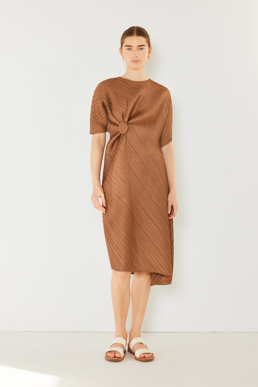 Elegant Pleated Dolman Sleeve Dress by Marina West Swim