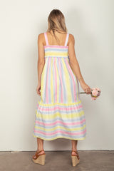 Stylish Striped Woven Smocked Midi Cami Dress by VERY J