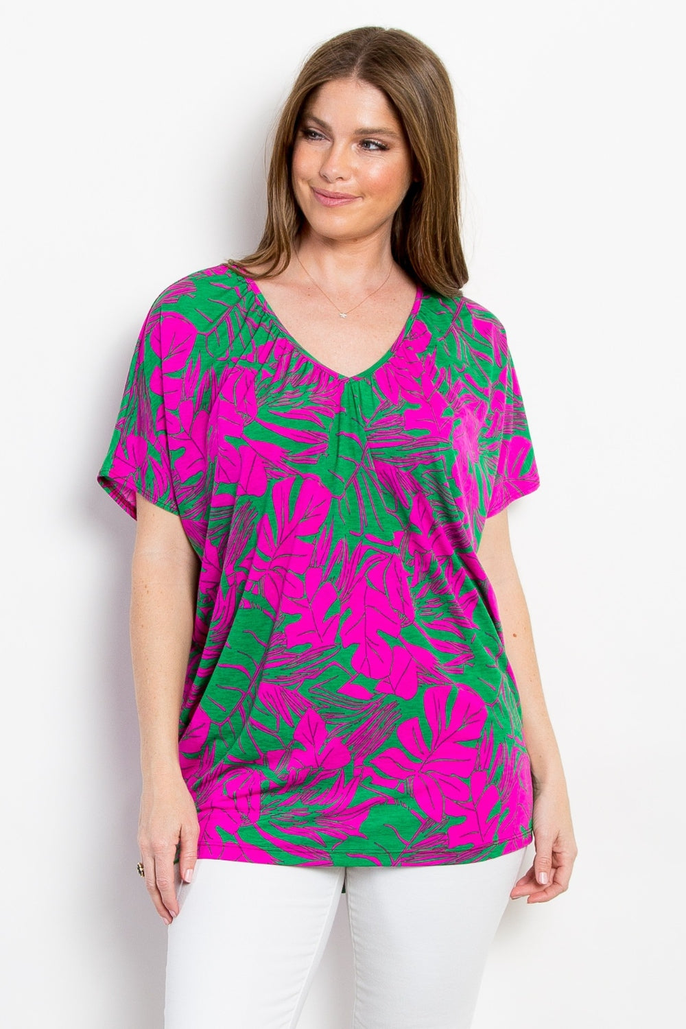 Be Stage Women's Contrast Printed Short Sleeve Top - Stylish & Comfortable