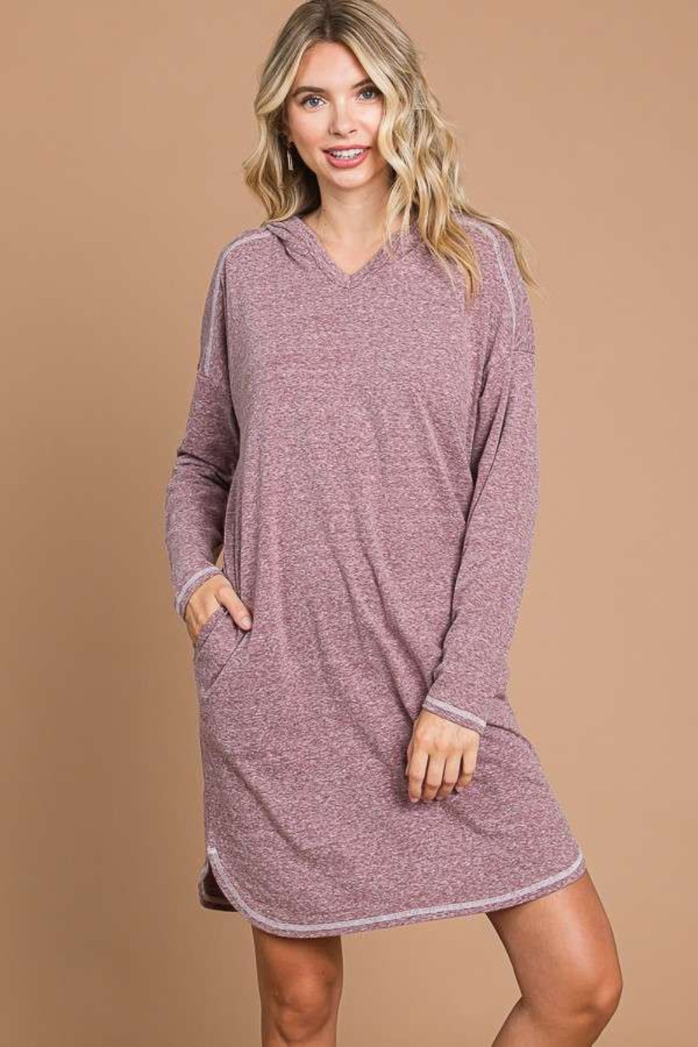 Culture Code Women's Full Size Hooded Long Sleeve Sweater Dress - Cozy & Stylish