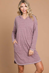 Culture Code Women's Full Size Hooded Long Sleeve Sweater Dress - Cozy & Stylish