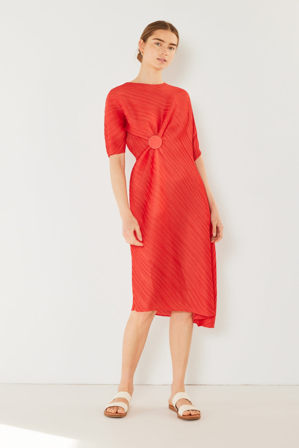 Elegant Pleated Dolman Sleeve Dress by Marina West Swim