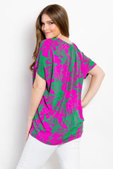 Be Stage Women's Contrast Printed Short Sleeve Top - Stylish & Comfortable