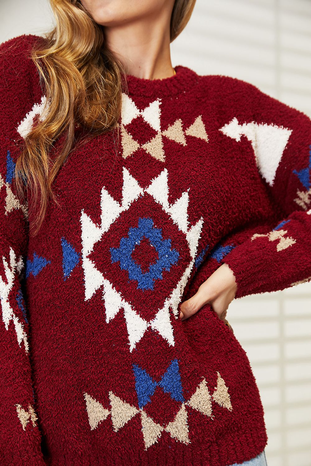 HEYSON Full Size Aztec Soft Fuzzy Sweater - Cozy & Stylish Comfort
