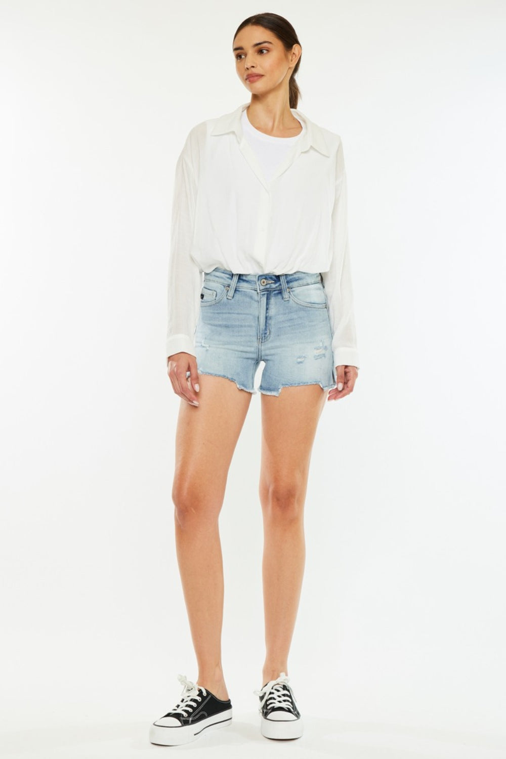 Kancan High Rise Side Slit Denim Shorts - Trendy Summer Wardrobe Essential