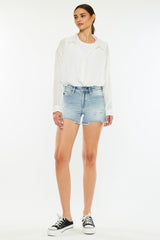 Kancan High Rise Side Slit Denim Shorts - Trendy Summer Wardrobe Essential