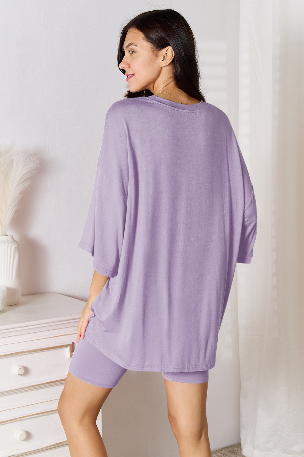 Comfortable Rayon Three-Quarter Sleeve Top and Shorts Set for Women