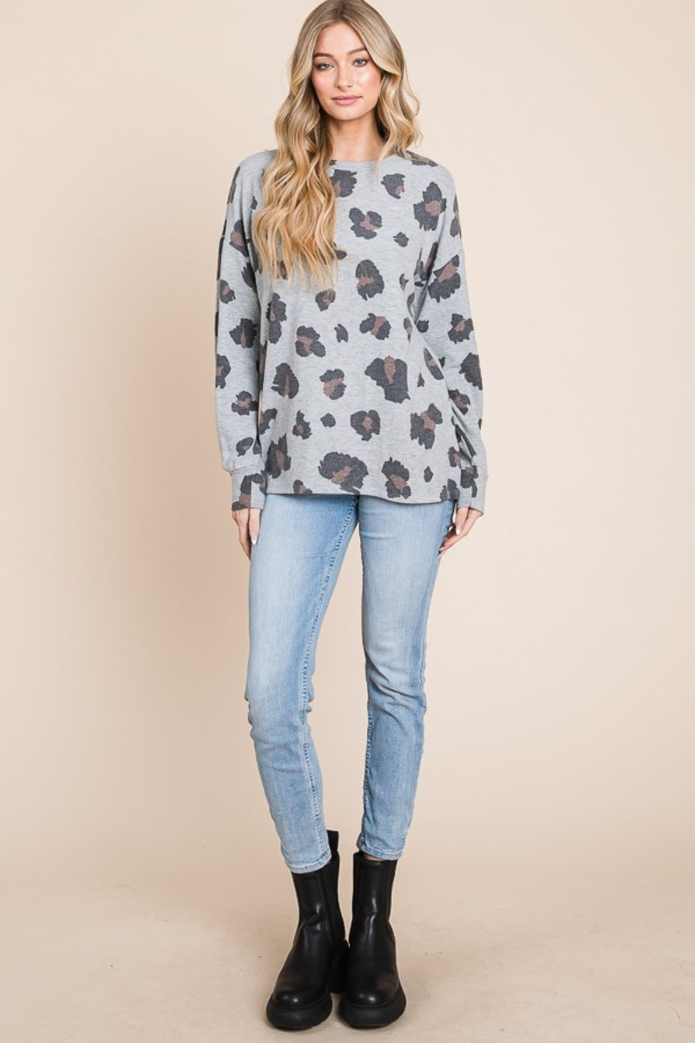 BOMBOM Wild Leopard Print Drop Shoulder T-Shirt - Trendy & Relaxed Fit