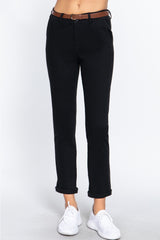 ACTIVE BASIC Cotton-Span Twill Straight Pants - Comfortable & Stylish