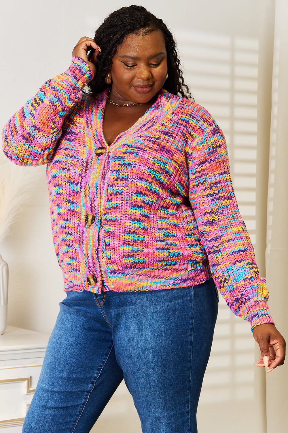 Woven Right Women's V-Neck Long Sleeve Cardigan - Chic Layering Essential