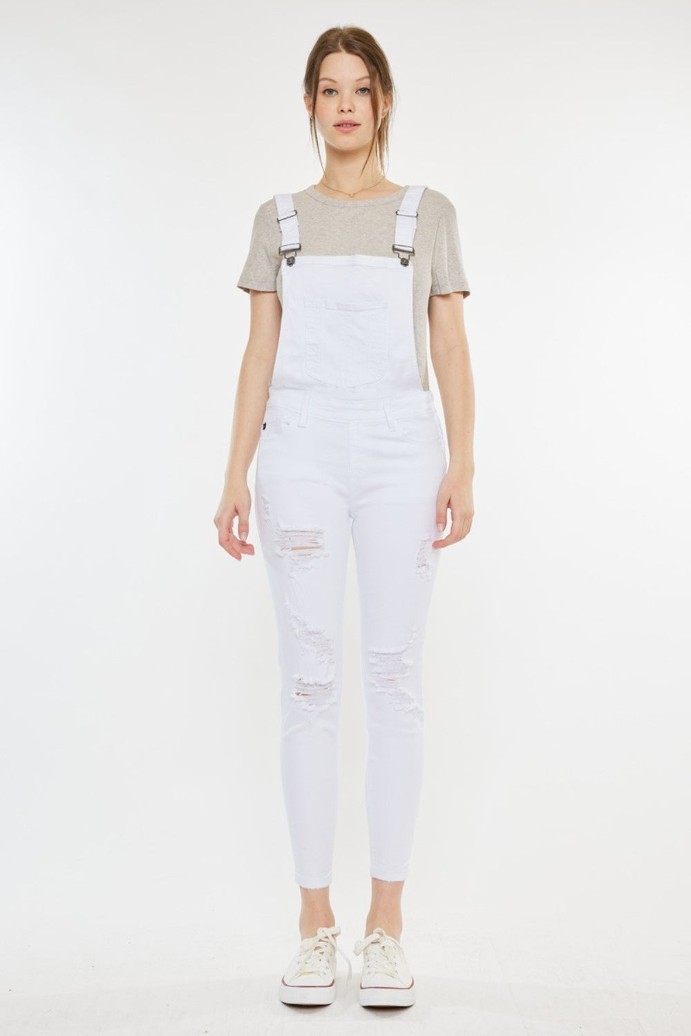 Kancan Women's Distressed Skinny Denim Overalls - Trendy & Comfortable Fit