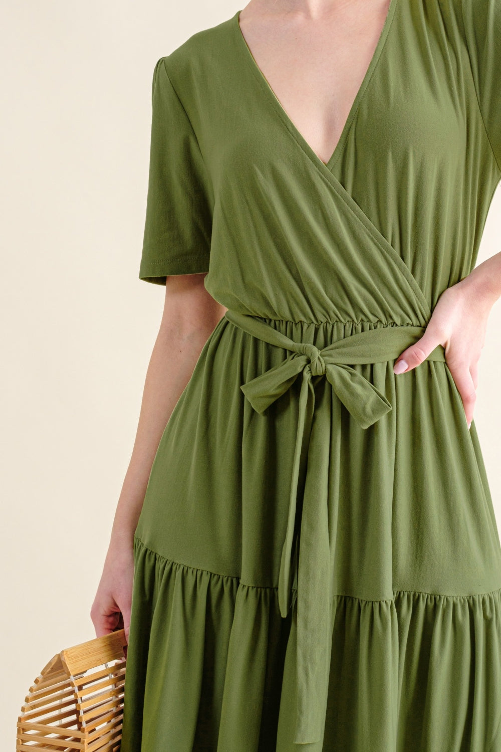 Soft Short Sleeve Tiered Midi Dress - Effortless Style & Comfort