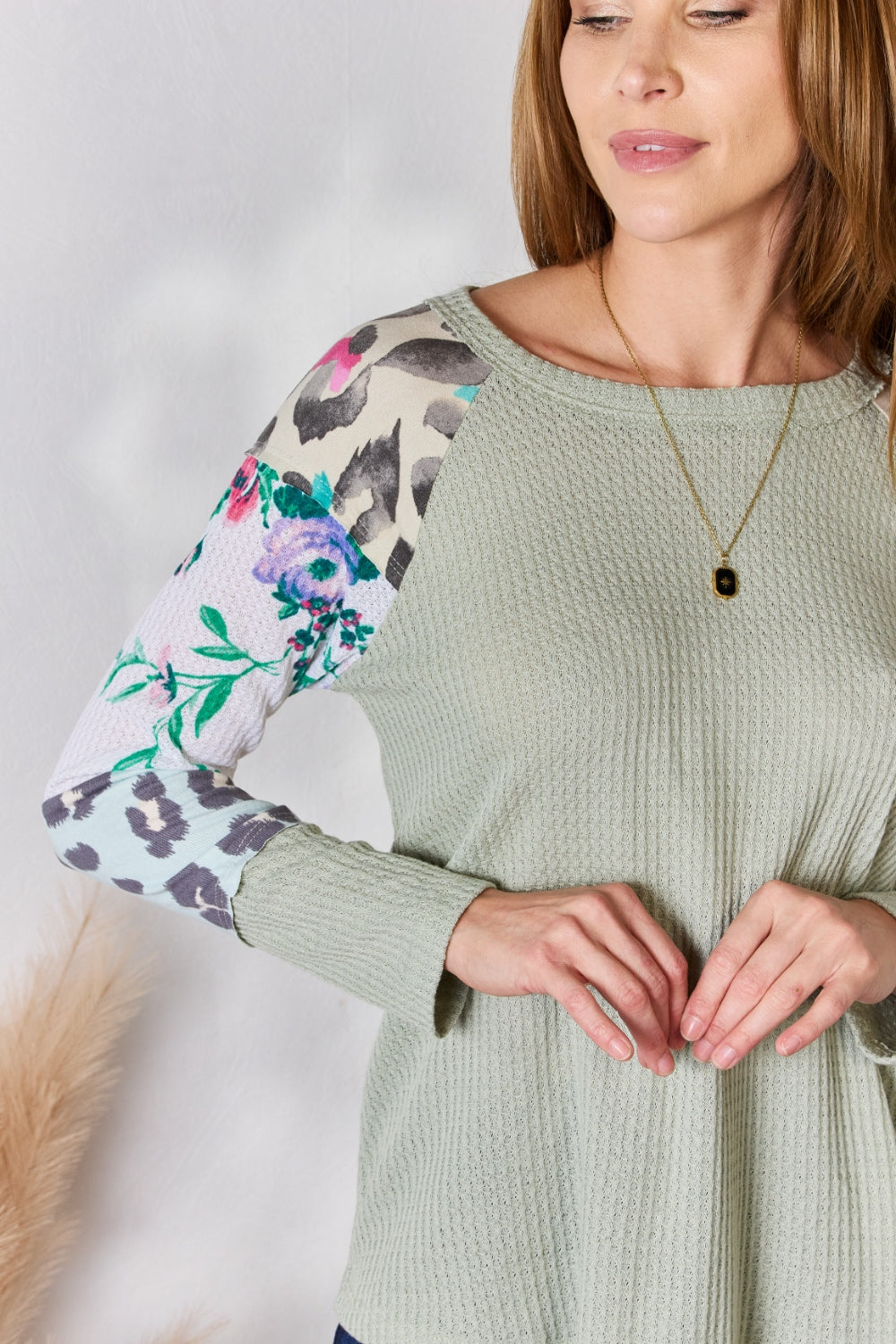 Hailey & Co Full Size Printed Round Neck Blouse - Versatile Women's Top