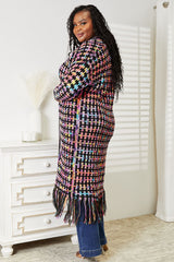 Full Size Colorful Fringe Hem Cardigan - Boho Chic Layering Piece