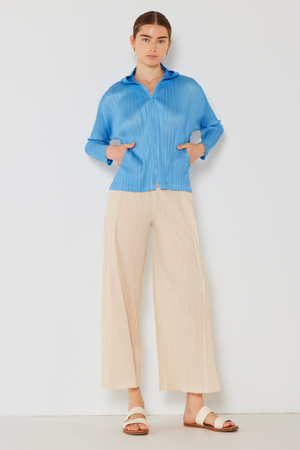 Marina West Swim Women's Pleated Wide-Leg Pants with Chic Side Pleat Detail