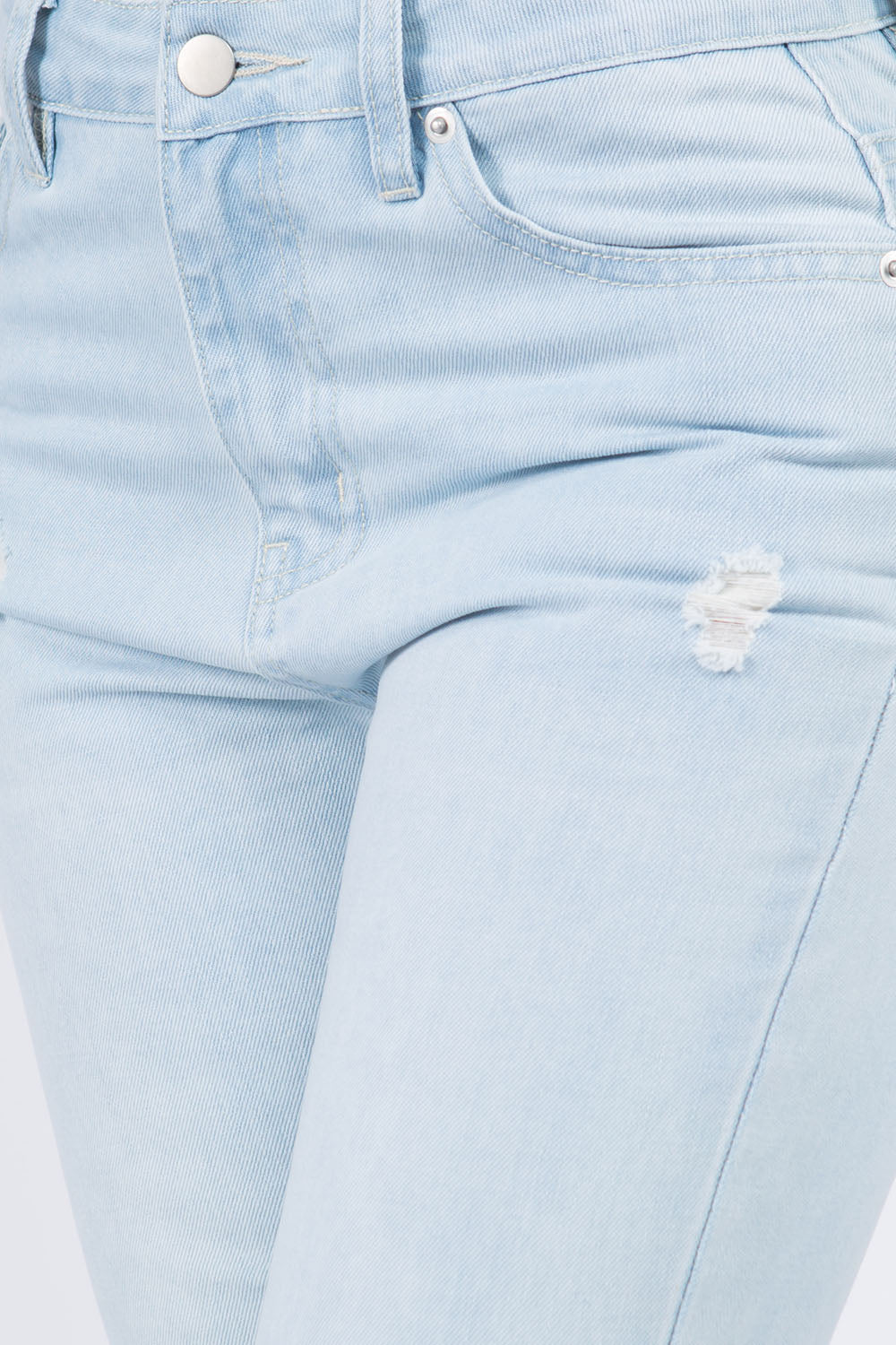 American Bazi Women's High Waist Distressed Raw Hem Jeans - Stylish Cotton Denim