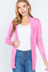 ACTIVE BASIC Women's Cozy Ribbed Trim Open Front Cardigan - Versatile Elegance for Every Season
