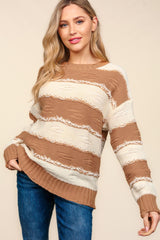 Haptics Women's Distressed Striped Sweater - Trendy Contrast Knitwear