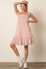 Mittoshop Feather Ruffle Hem Mini Cami Dress with Adjustable Spaghetti Straps