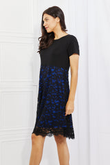 Yelete Full Size Lace Midi Dress - Elegant Two-Tone Design