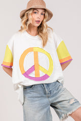 Vibrant Cotton T-Shirt with Color Block Peace Sign by SAGE + FIG