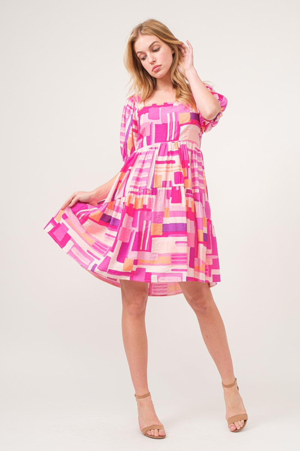 Trendy Color Block Puff Sleeve Dress - Bold Party Wear by And The Why
