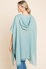 Cotton Bleu by Nu Label Tassel Hem Hooded Beach Cover Up - 100% Cotton