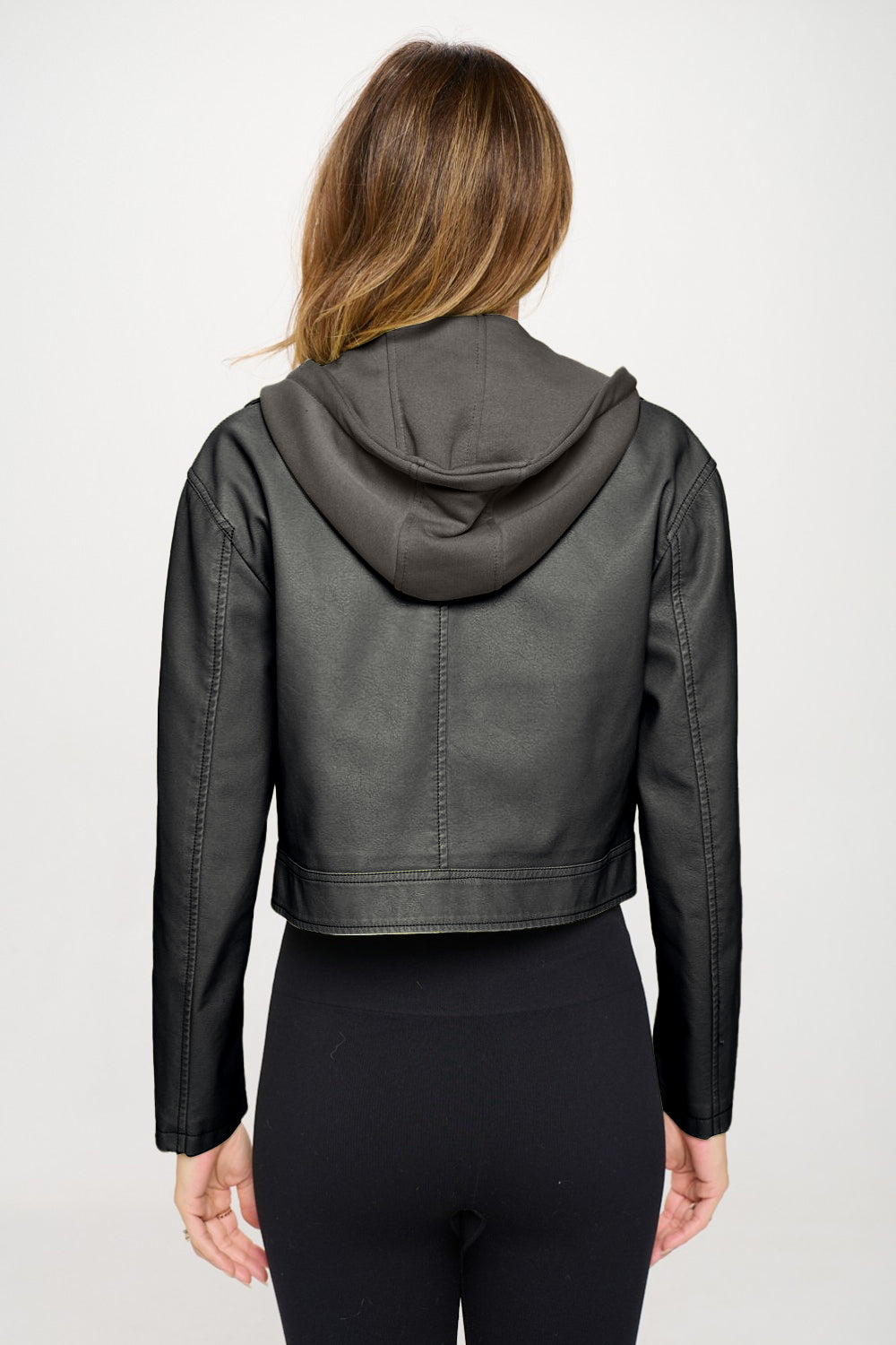 Coalition LA Women's Vegan Leather Hooded Jacket - Stylish Cropped Design
