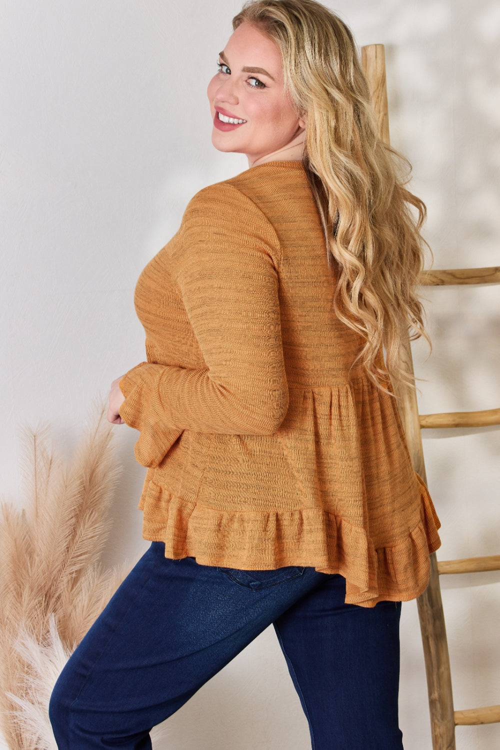 Hailey & Co Women's Full Size V-Neck Flounce Sleeve Blouse - Elegant & Versatile