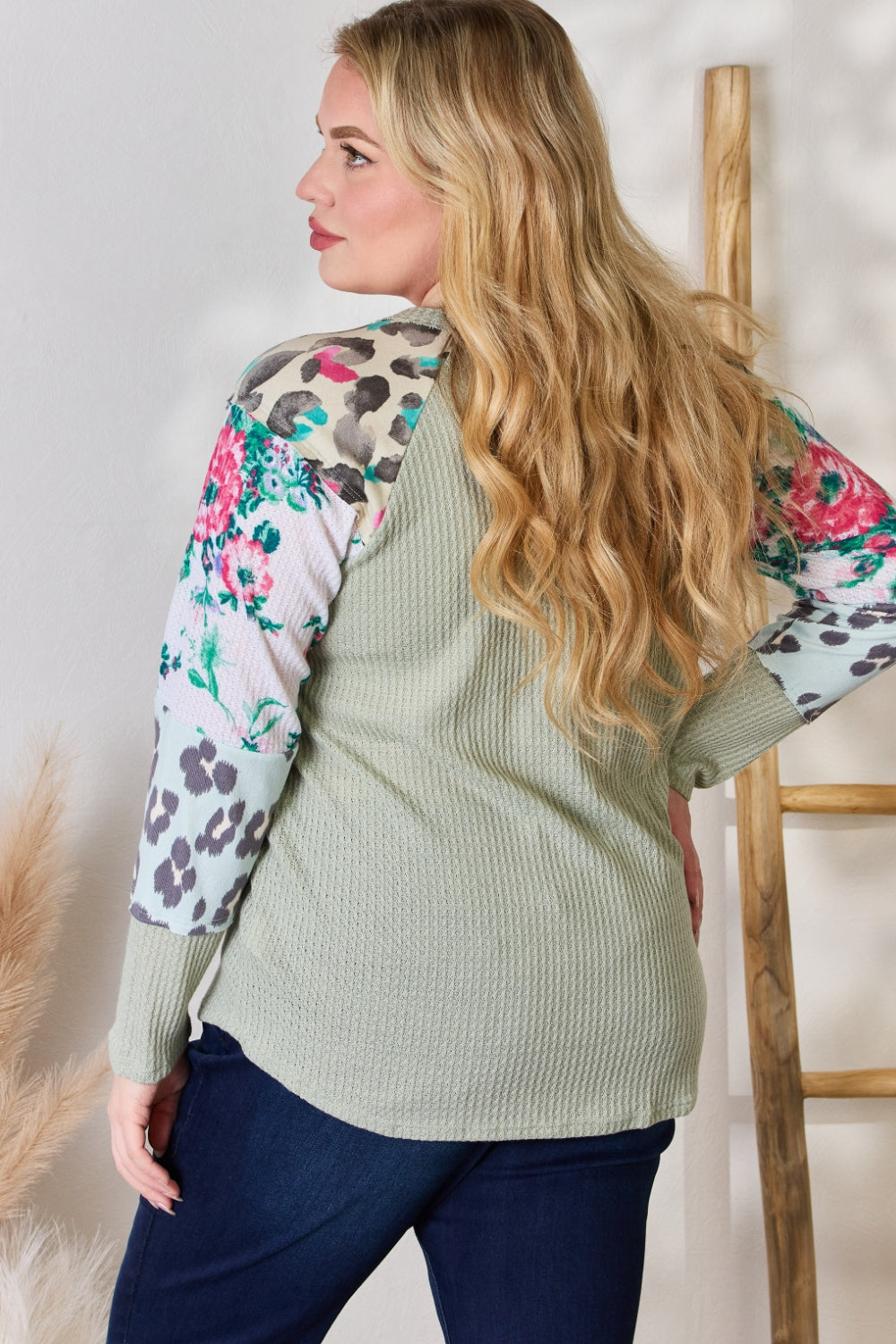 Hailey & Co Full Size Printed Round Neck Blouse - Versatile Women's Top
