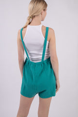 VERY J Women's Sleeveless Double Gauze Overalls with Pockets - Summer Cotton Romper