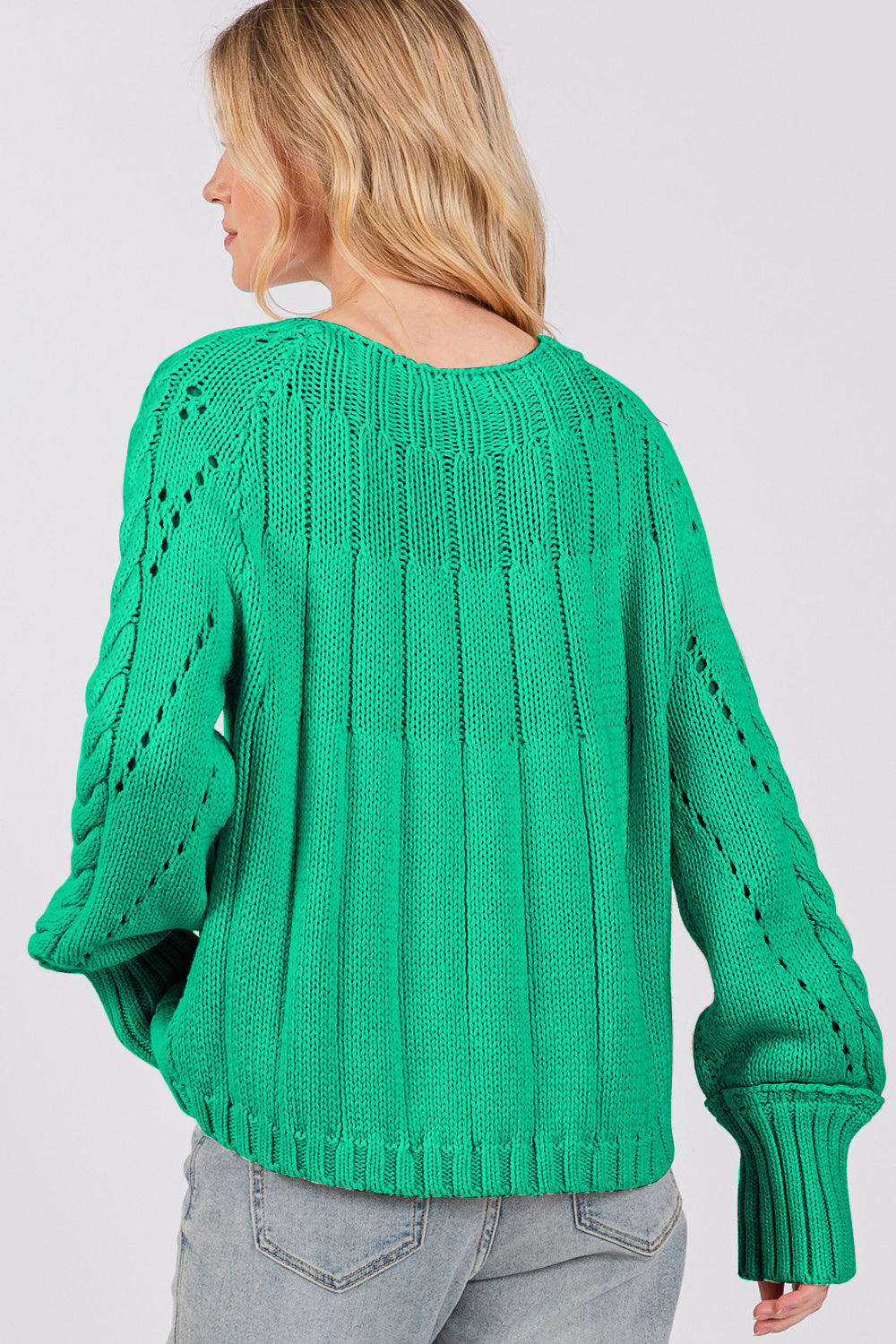 SAGE + FIG Women's Oversized Cable-Knit Long Sleeve Sweater with Ribbed Cuffs