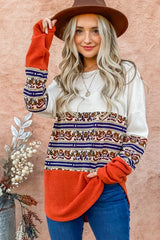 Vibrant Ethnic Print Color Block Top - And The Why