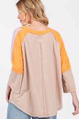 Trendy Color Block Curved Hem Cotton T-Shirt by SAGE + FIG