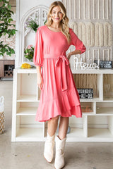 Elegant Tie Front Ruffle Hem Dress for Women | Perfect for Any Occasion