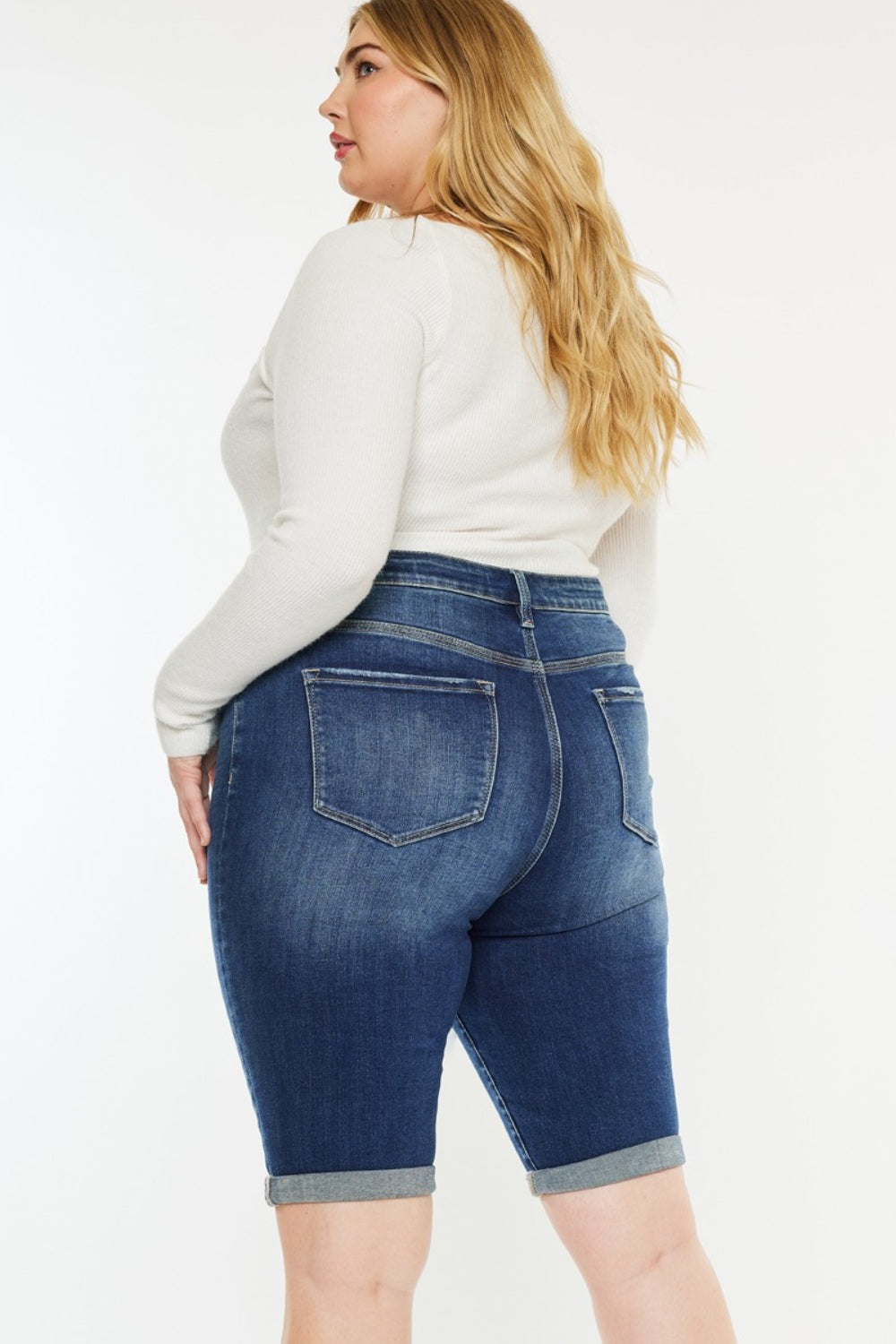 Kancan Full Size Cat's Whiskers Button Fly High-Stretch Denim Shorts