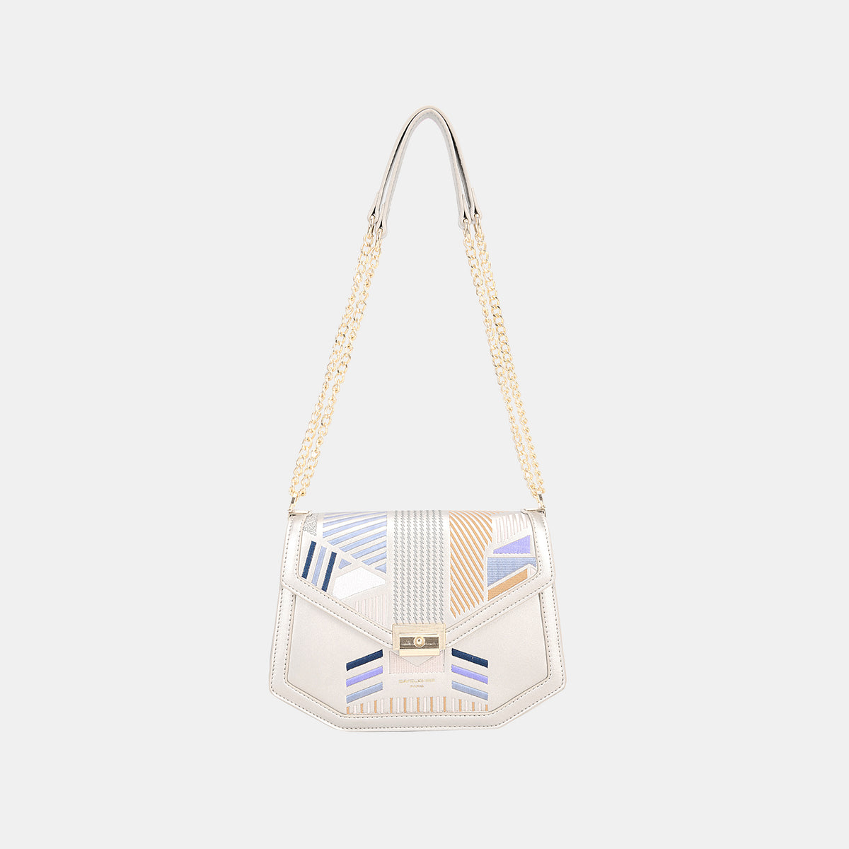 David Jones Stylish Geometric Print Crossbody Bag - Medium, PU Leather