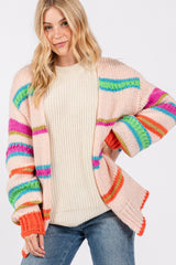 SAGE + FIG Women's Rainbow Striped Knit Cardigan - Stylish Open Front