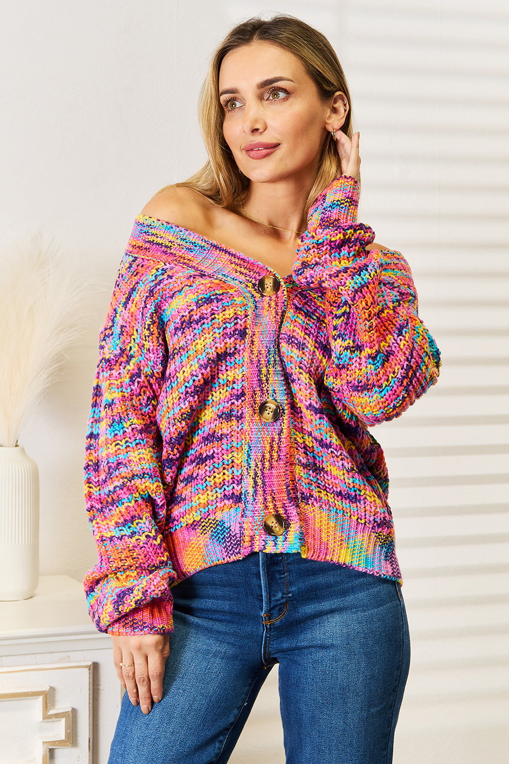 Woven Right Women's V-Neck Long Sleeve Cardigan - Chic Layering Essential