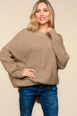 Haptics Asymmetric Side Slit Sweater with Textured Knit