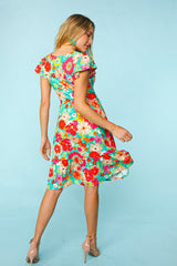 Haptics Floral Square Neck Short Sleeve Dress - Romantic & Elegant Women's Fashion