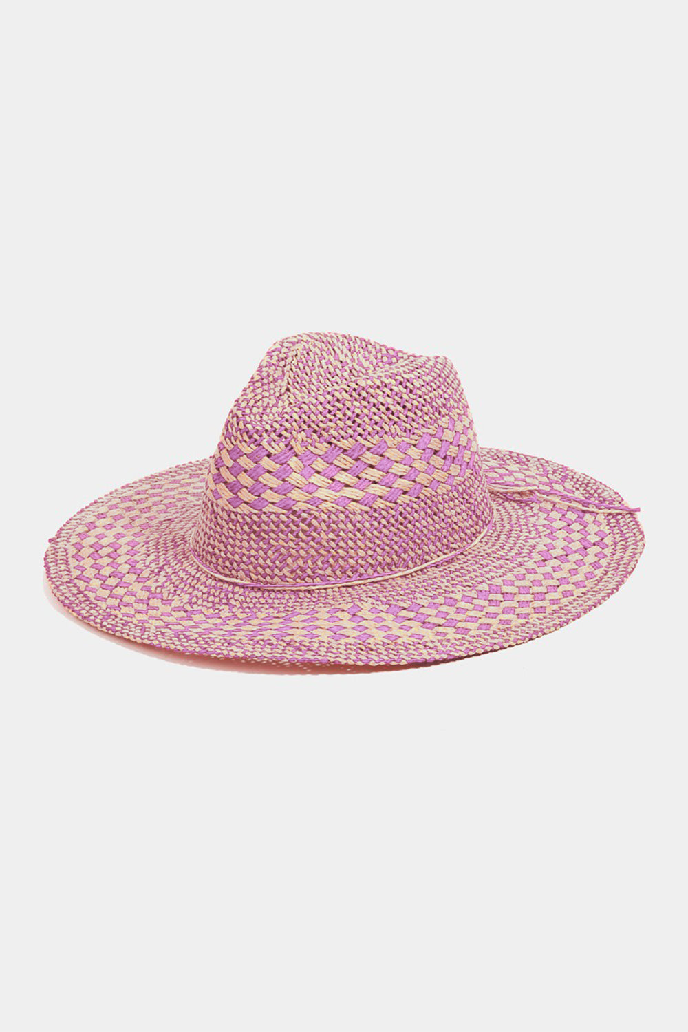 Fame Checkered Straw Weave Sun Hat - Stylish Sun Protection for Women