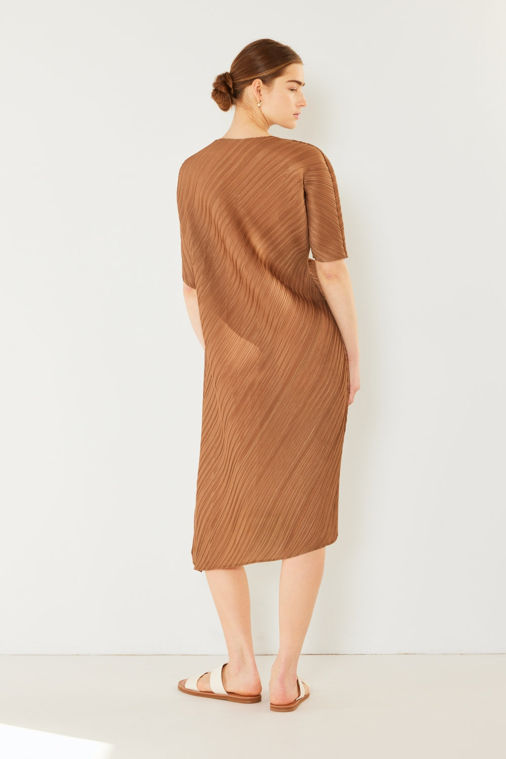 Elegant Pleated Dolman Sleeve Dress by Marina West Swim