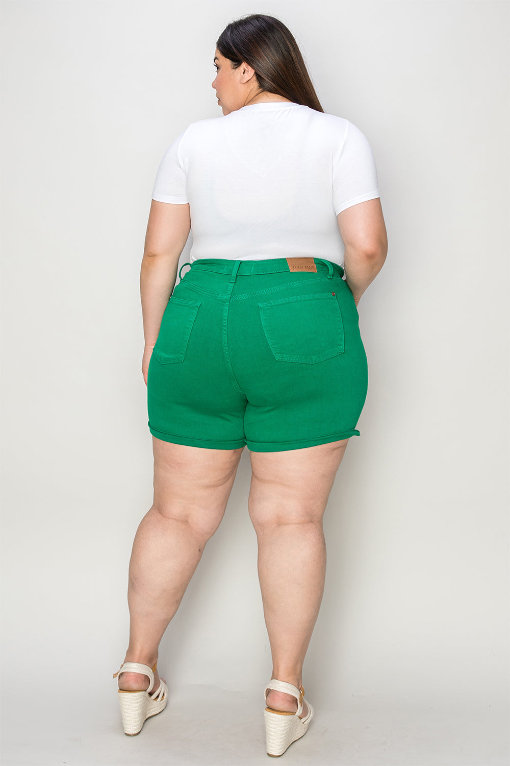 Judy Blue Full Size Tummy Control Vibrant Denim Shorts - Flattering Fit