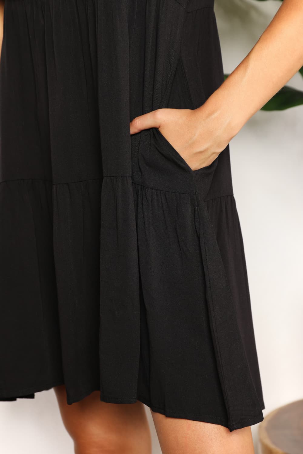 Elegant V-Neck Flounce Sleeve Tiered Dress - Perfect for Every Occasion