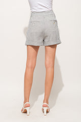 And The Why Women's High Waist Pin Striped Rolled Shorts - Chic Summer Fashion