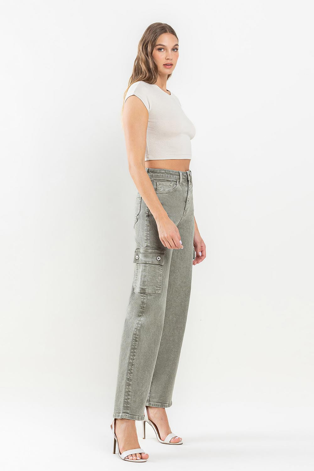Vervet by Flying Monkey '90s Super High Rise Cargo Jeans - Vintage Style with Modern Comfort