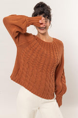 HYFVE Women's Cozy Cable-Knit Raglan Sleeve Sweater - Perfect Winter Wear