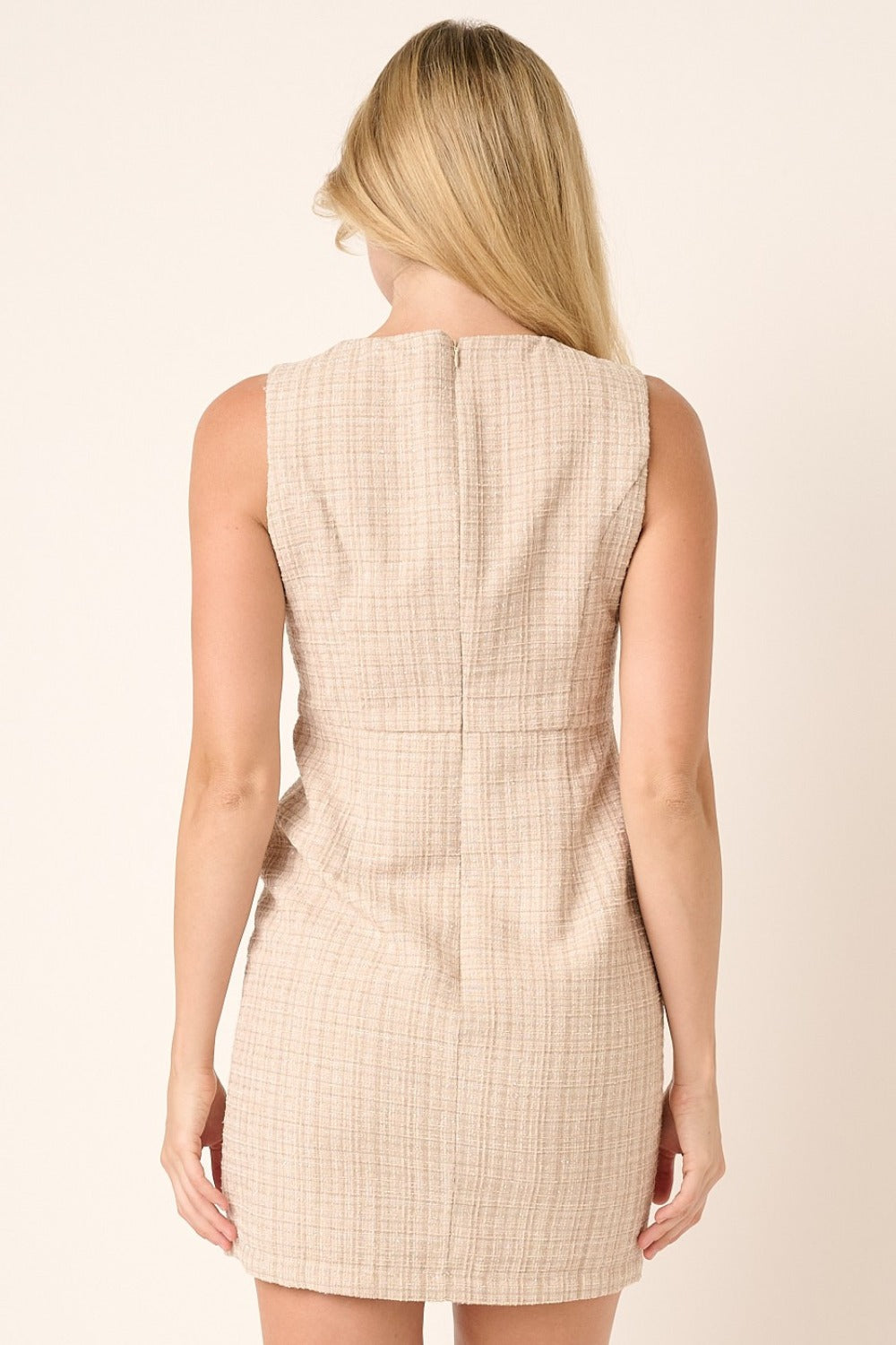 Mittoshop Women's Tweed Sleeveless Mini Dress – Perfect for Casual & Semi-Formal Events