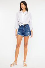 Trendy Kancan High Rise Frayed Hem Denim Shorts for Women - Stylish & Comfortable
